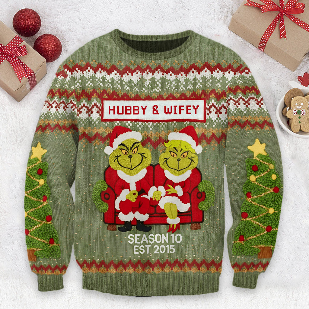 Hubby & Wifey Holiday - Personalized Stole Christmas Ugly Sweater
