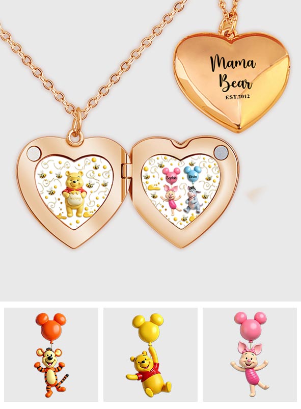 Mama Bear - Personalized Mouse Locket Pendant Necklace