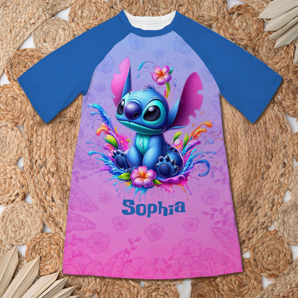 Ohana - Personalized Ohana Sleep T-shirt Dress