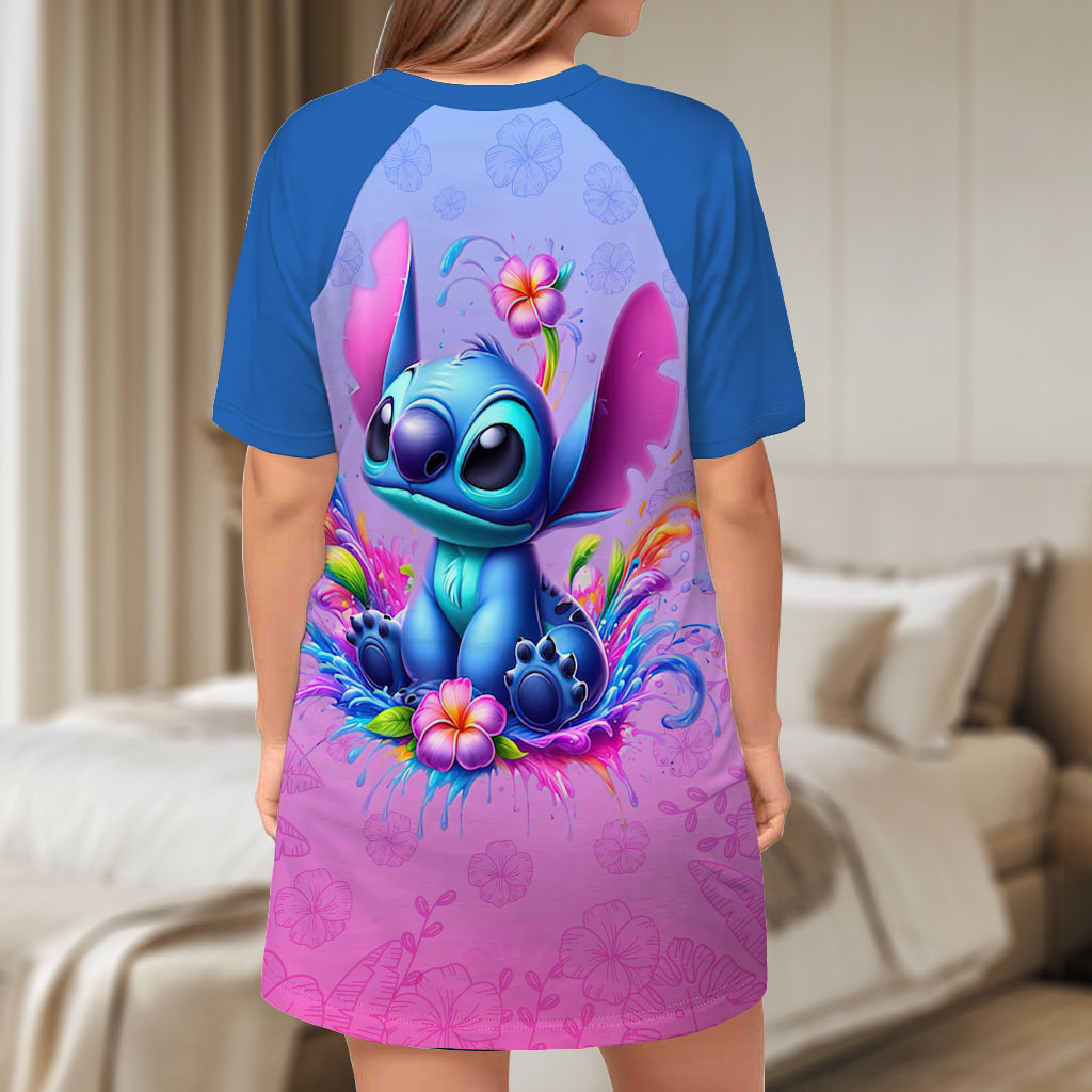 Ohana - Personalized Ohana Sleep T-shirt Dress