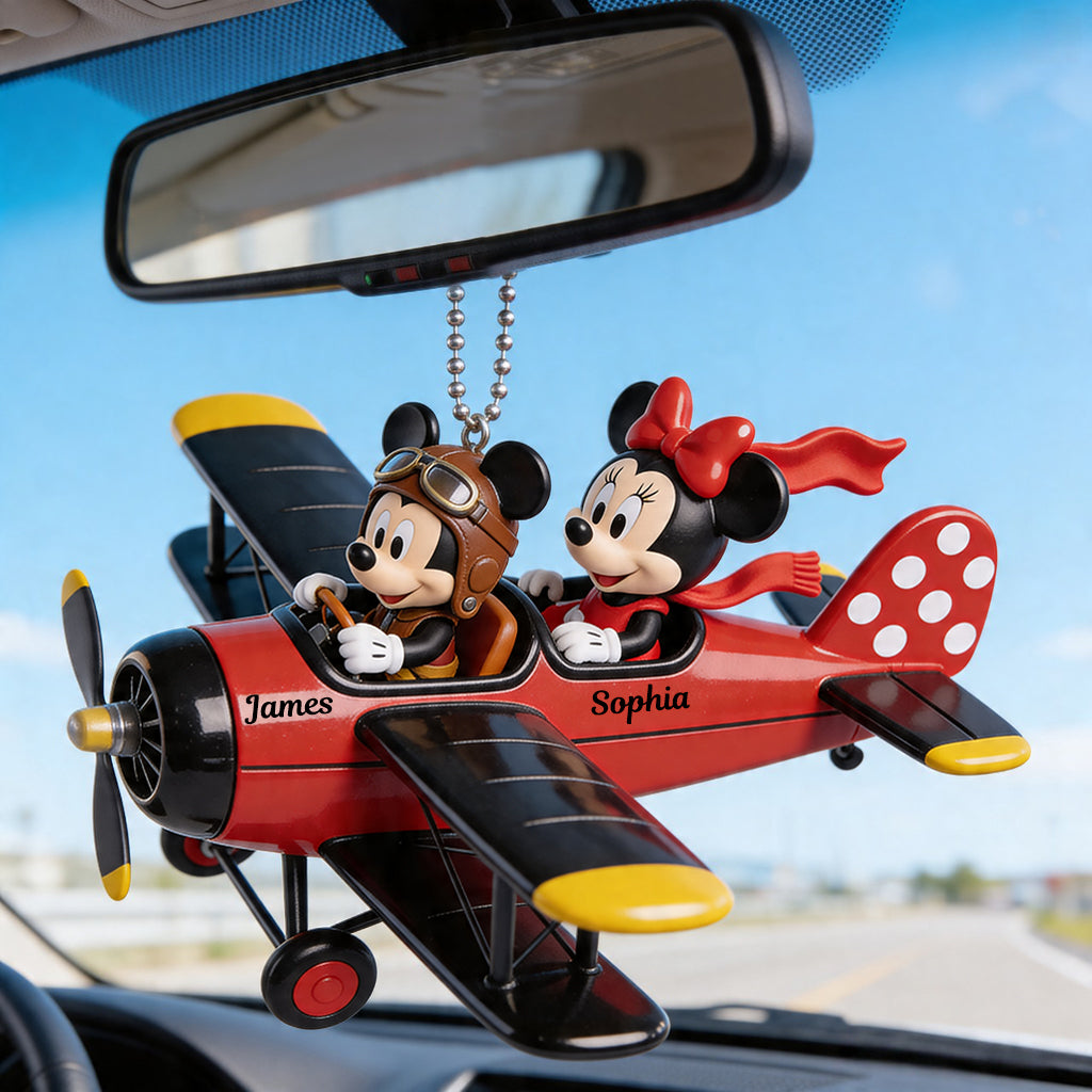 Mouse Couple Plane - Personalized Mouse Car Ornament