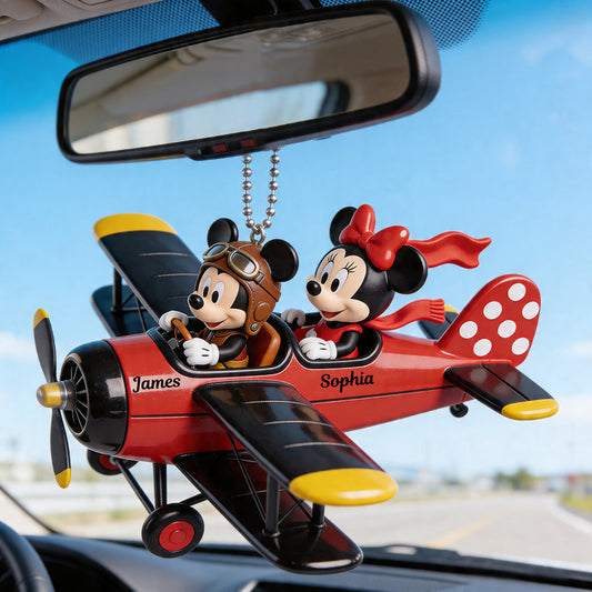 Mouse Couple Plane - Personalized Mouse Car Ornament