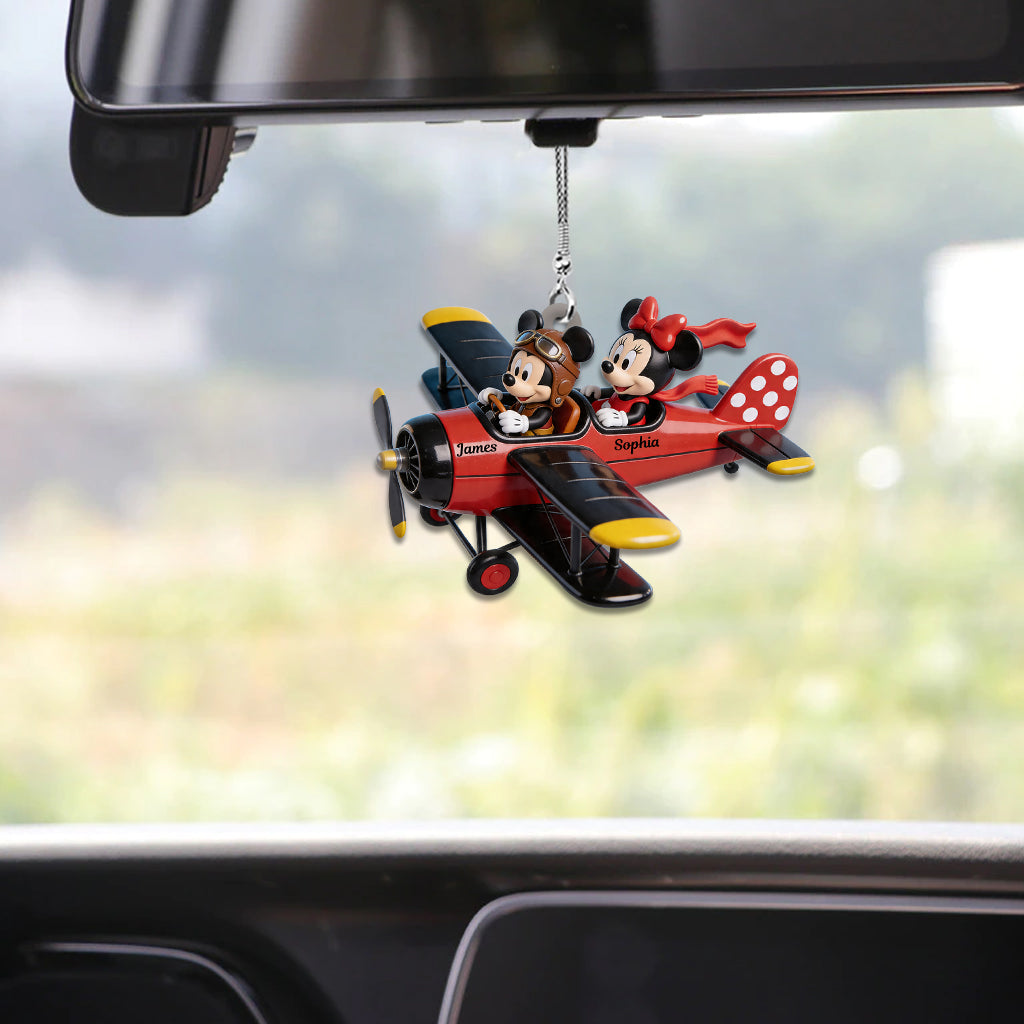 Mouse Couple Plane - Personalized Mouse Car Ornament