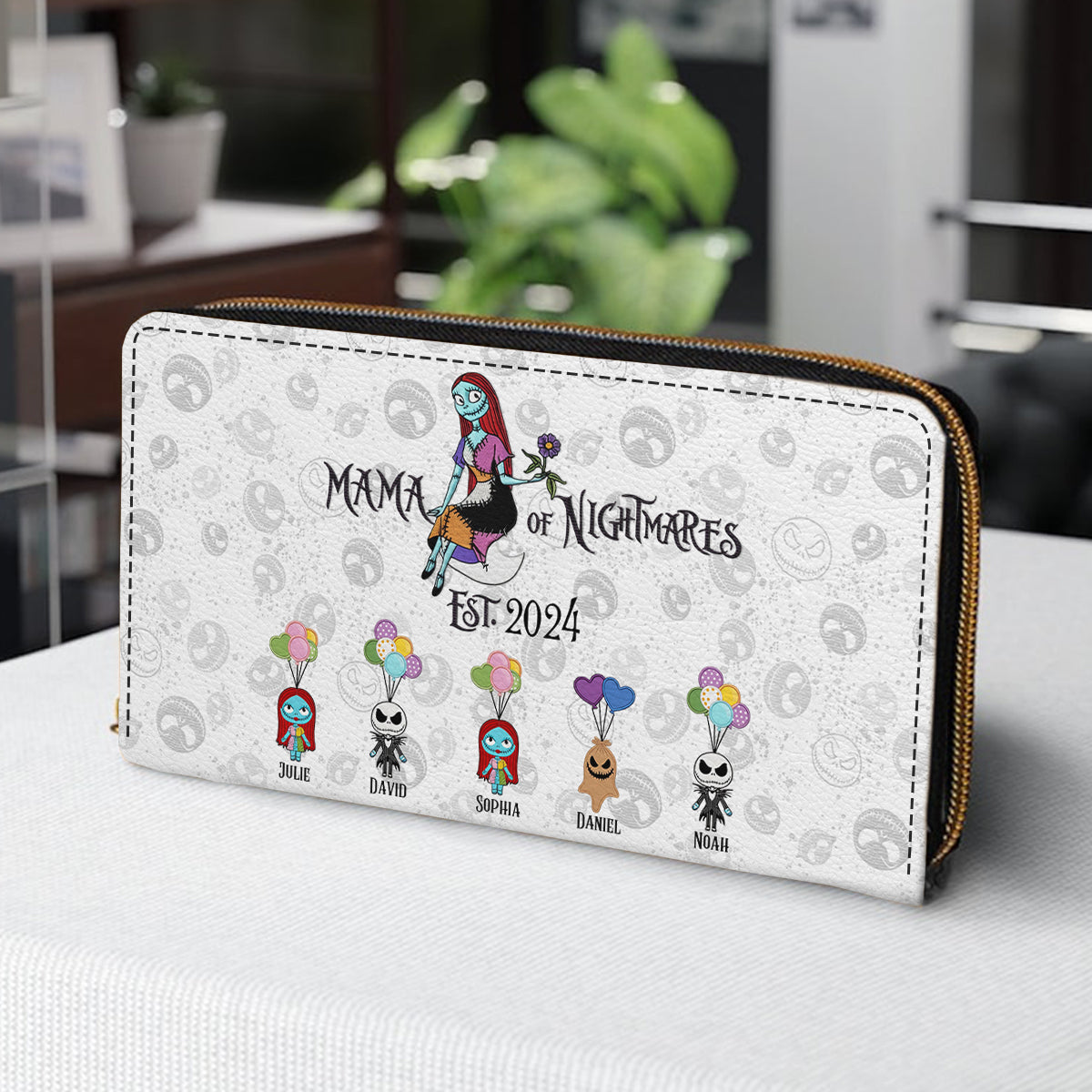 Mama Of Nightmares - Personalized Nightmare Leather Long Wallet