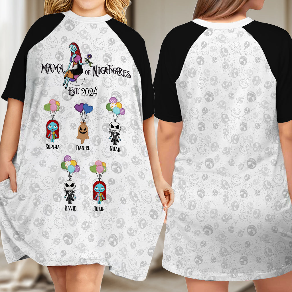 Mama Of Nightmares - Personalized Nightmare Sleep T-shirt Dress