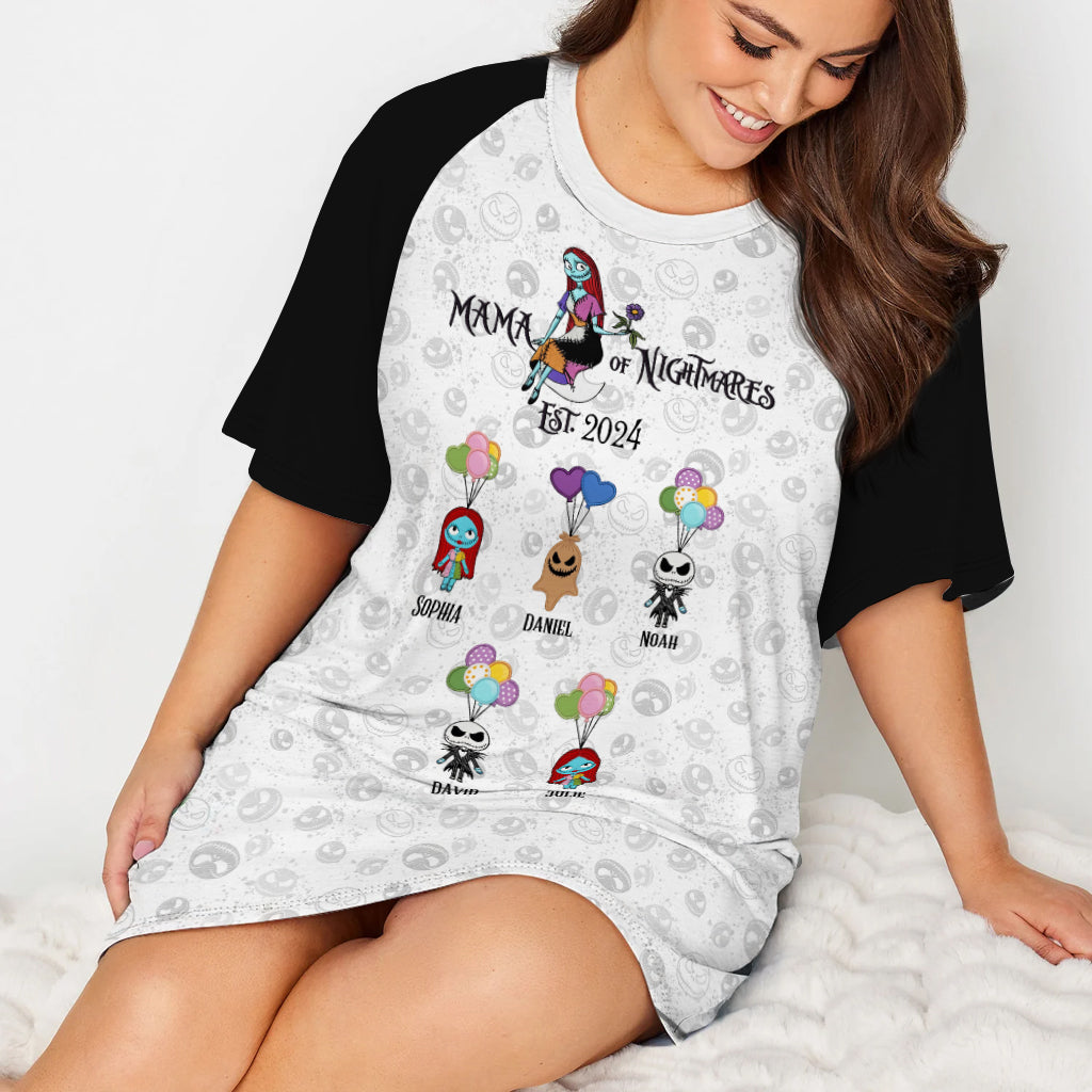 Mama Of Nightmares - Personalized Nightmare Sleep T-shirt Dress