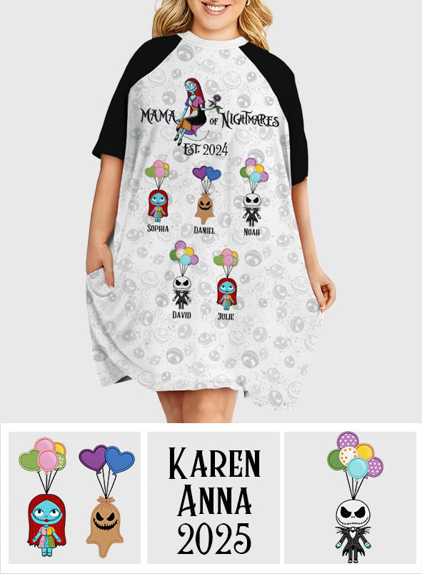 Mama Of Nightmares - Personalized Nightmare Sleep T-shirt Dress