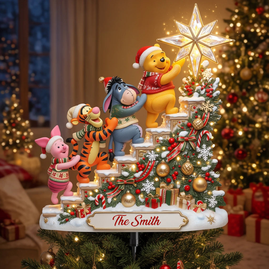Best Time Of The Year - Personalized Yellow Bear LED Light Tree Topper