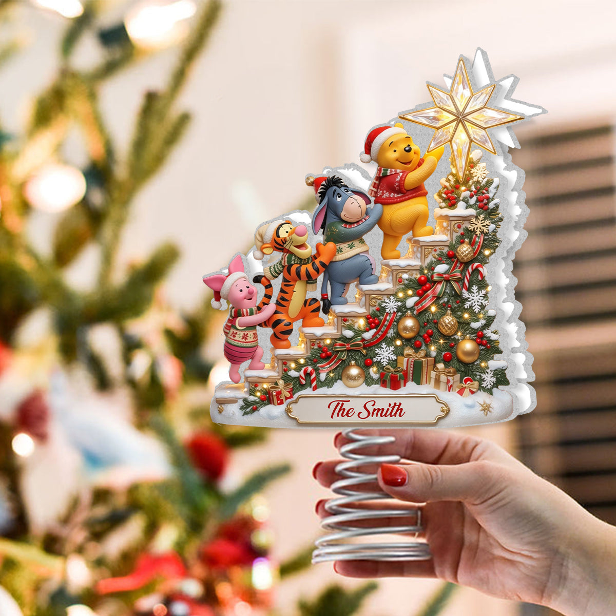 Best Time Of The Year - Personalized Yellow Bear LED Light Tree Topper