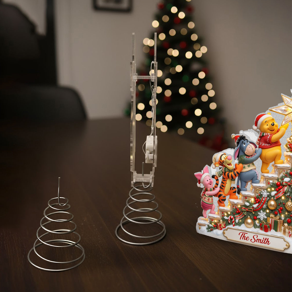 Best Time Of The Year - Personalized Yellow Bear LED Light Tree Topper