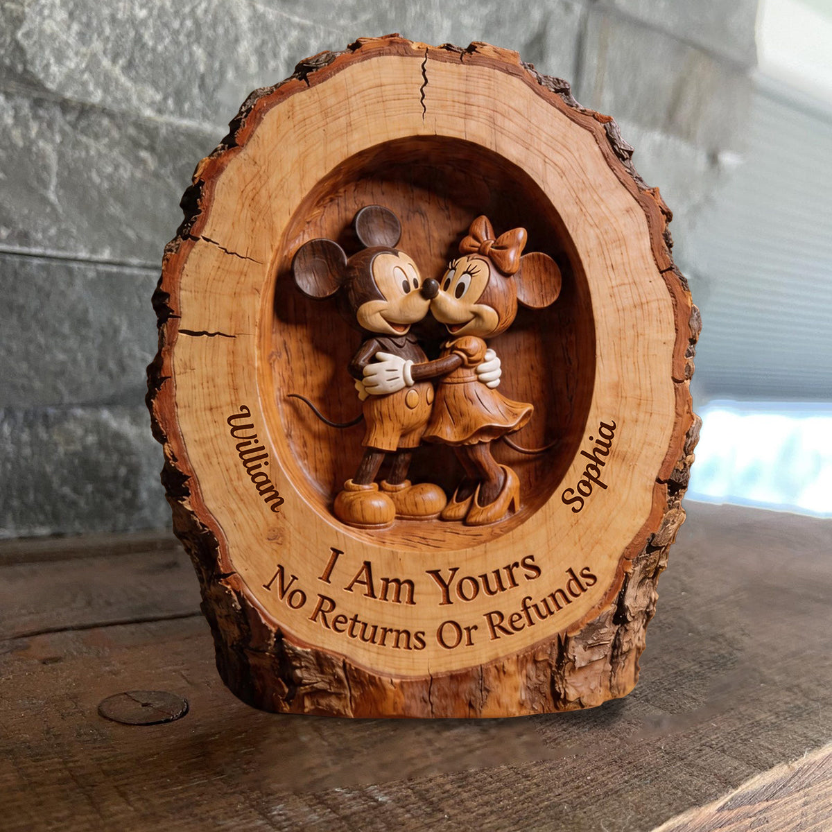 I Love You - Personalized Mouse Custom Shaped Wood Plaque