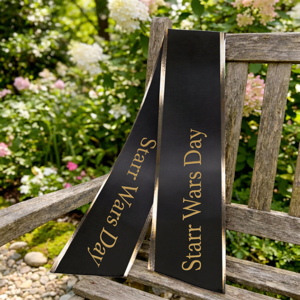 May The Fourth Be With You - Personalized The Force Shaped Wood Sign With Sash