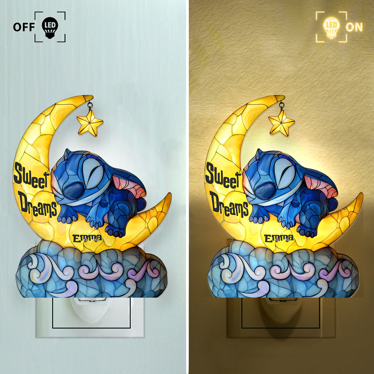 Sweet Dreams Blue Ohana - Personalized Ohana Acrylic Plug-In Night Light