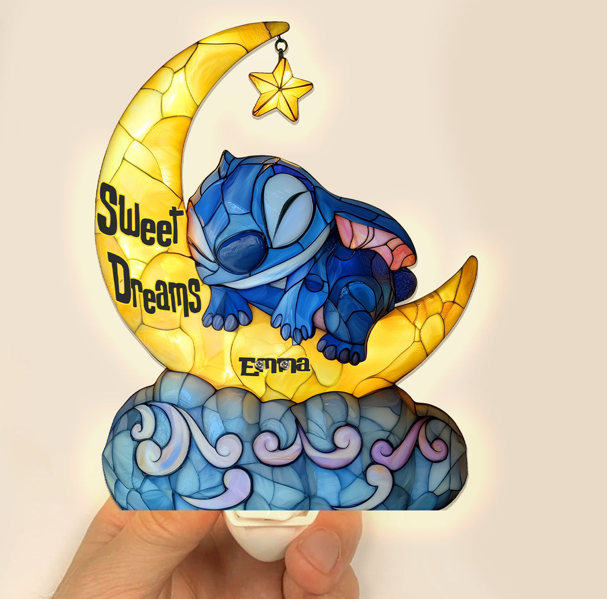 Sweet Dreams Blue Ohana - Personalized Ohana Acrylic Plug-In Night Light