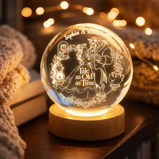Tale As Old As Time - Personalized Beauty And The Beast Crystal Ball Night Light