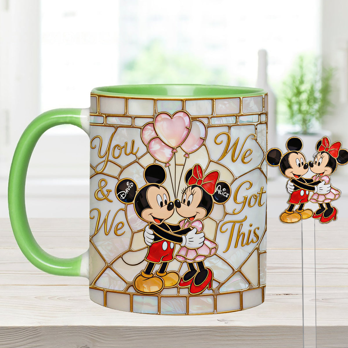 You & Me We Got This - Personalized Mouse Set Accent Mug with Acrylic Stirrers