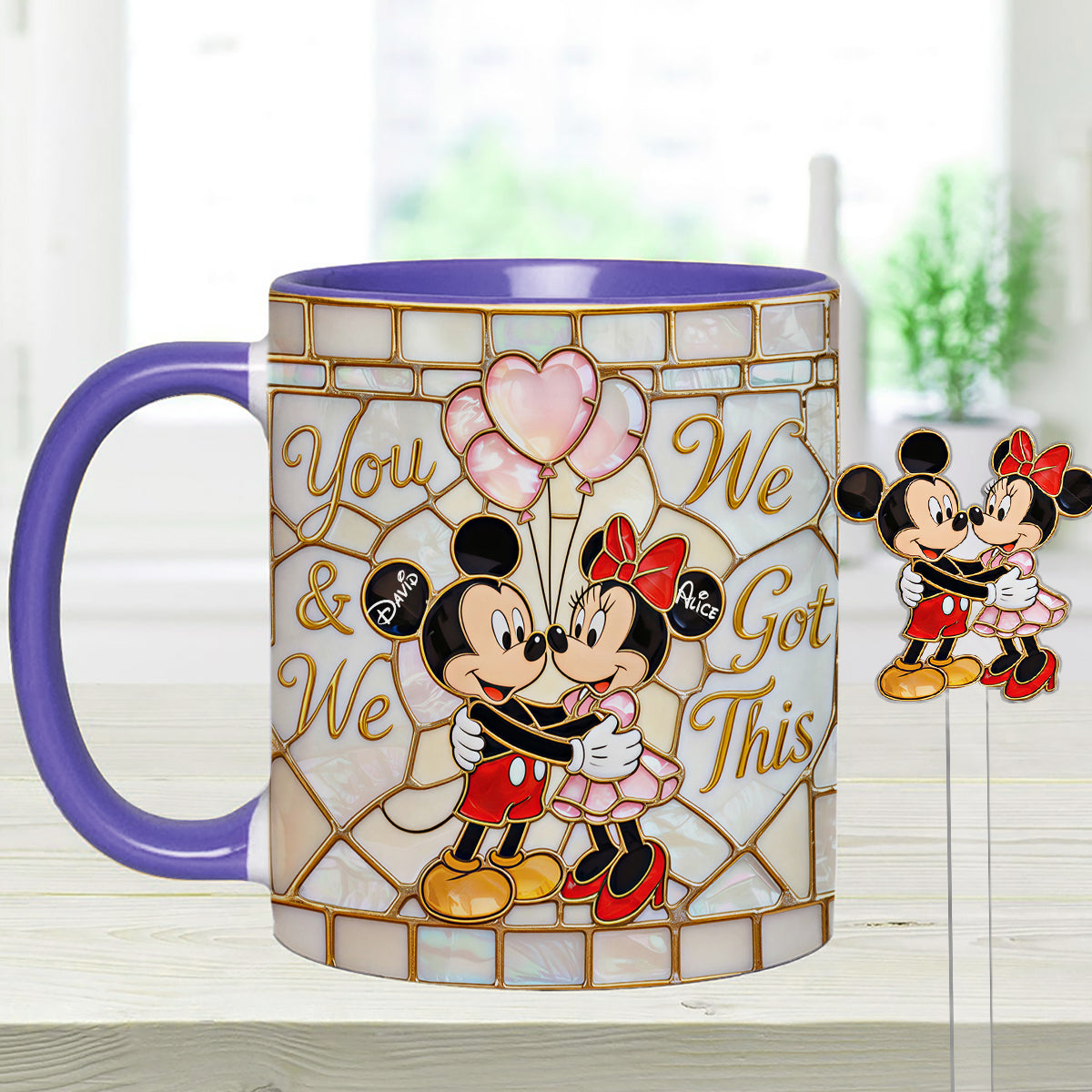 You & Me We Got This - Personalized Mouse Set Accent Mug with Acrylic Stirrers