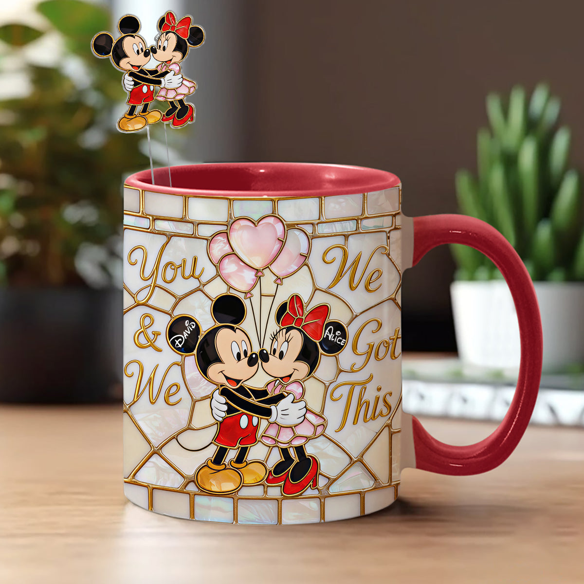 You & Me We Got This - Personalized Mouse Set Accent Mug with Acrylic Stirrers
