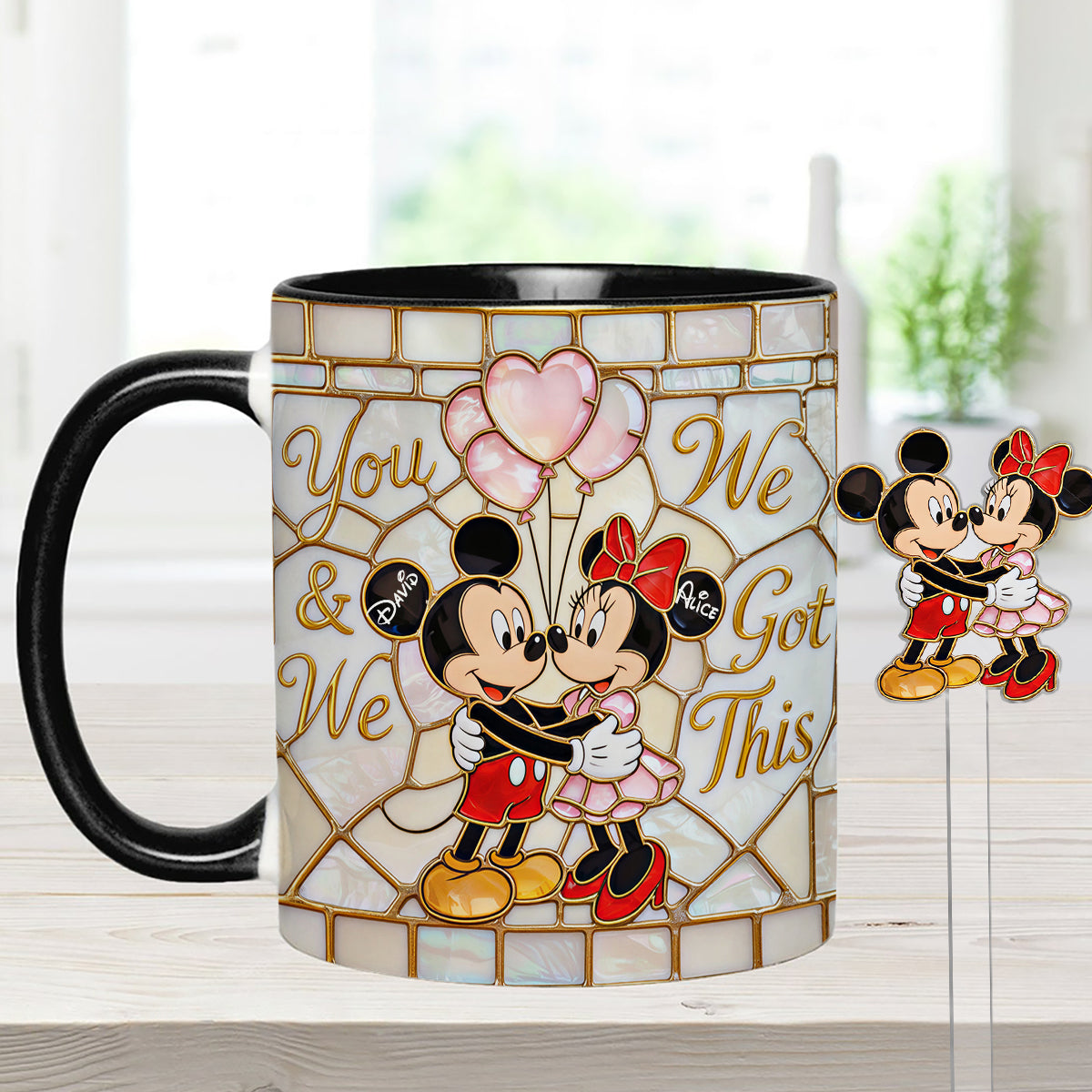 You & Me We Got This - Personalized Mouse Set Accent Mug with Acrylic Stirrers