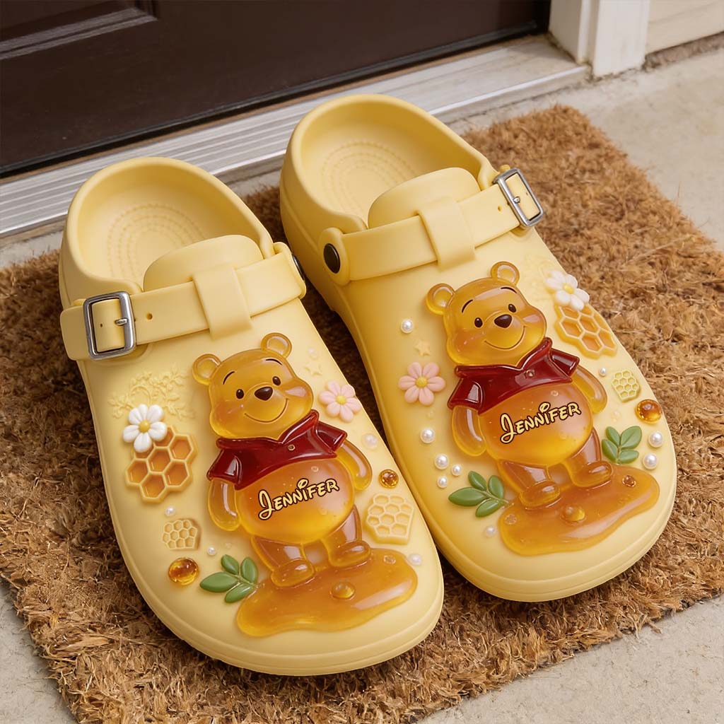 Cute Jelly Bear - Personalized Yellow Bear Clogs With Arch Support
