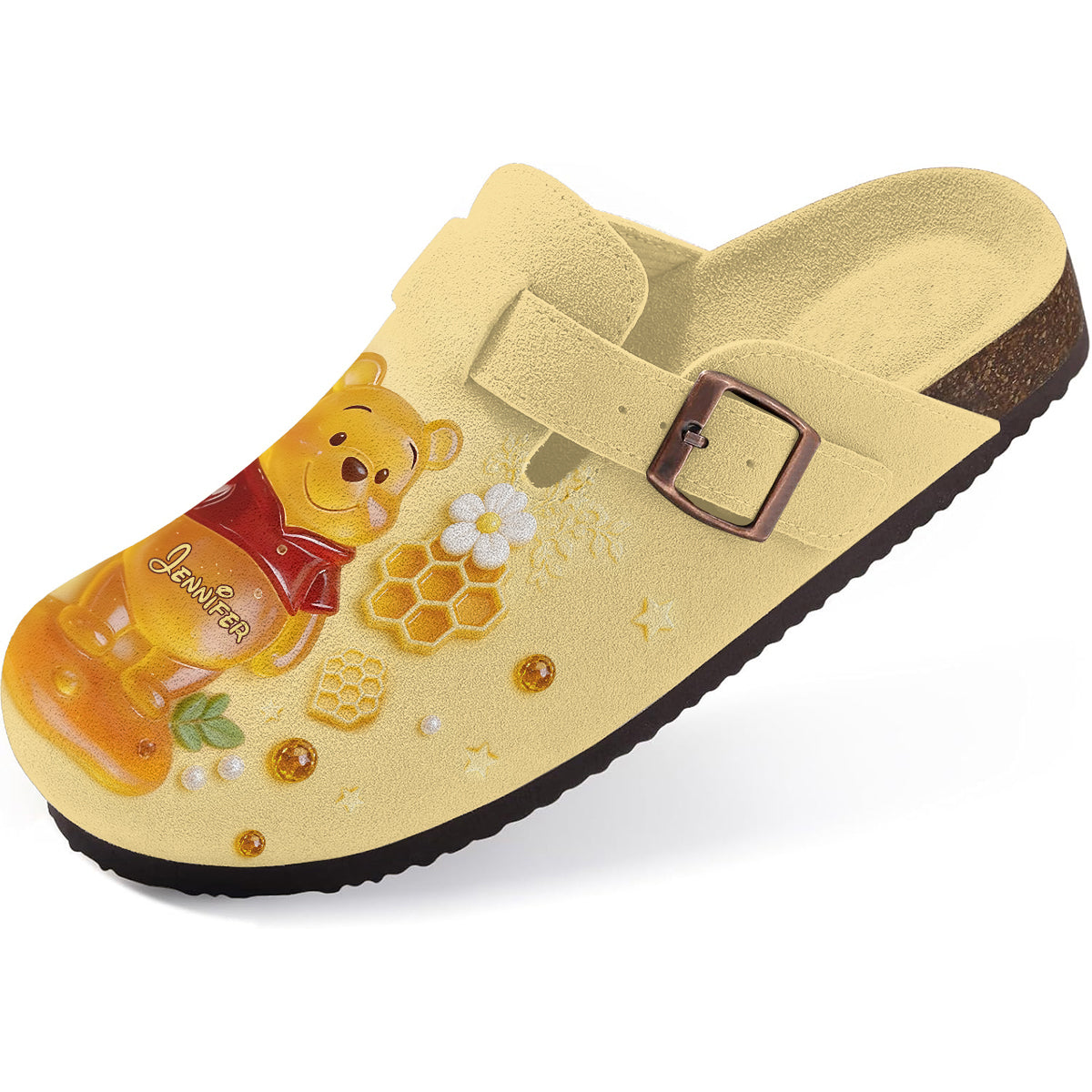Cute Jelly Bear - Personalized Yellow Bear Clogs With Arch Support