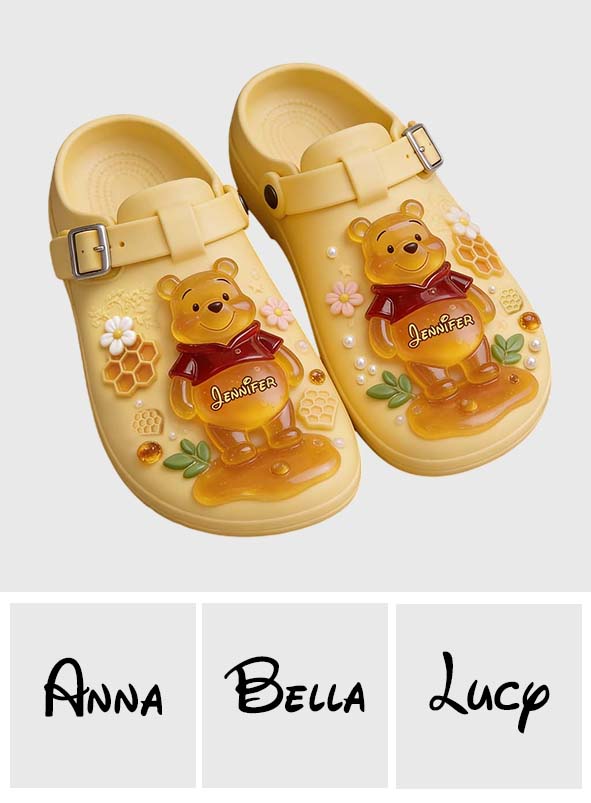 Cute Jelly Bear - Personalized Yellow Bear Clogs With Arch Support