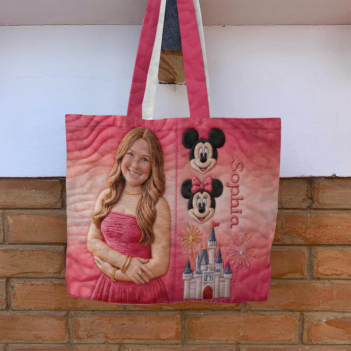 Custom Any Photo Magical Mouse Ears - Personalized Dream Trip Quilted Tote Bag