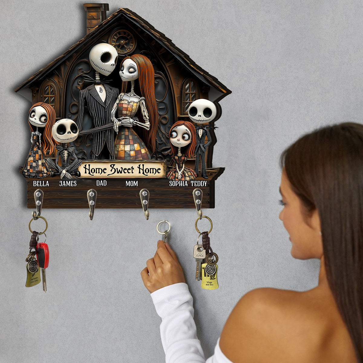 Home Sweet Home - Personalized Nightmare Custom Shaped Key Rack