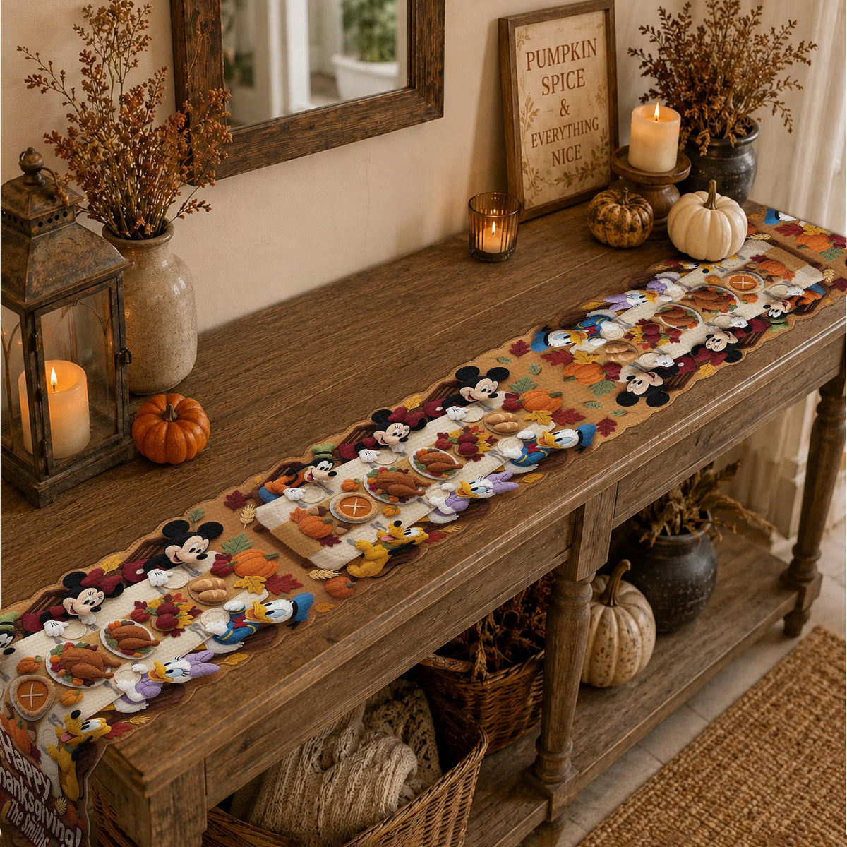 Happy Thanksgiving - Personalized Mouse Custom Shape Table Runner