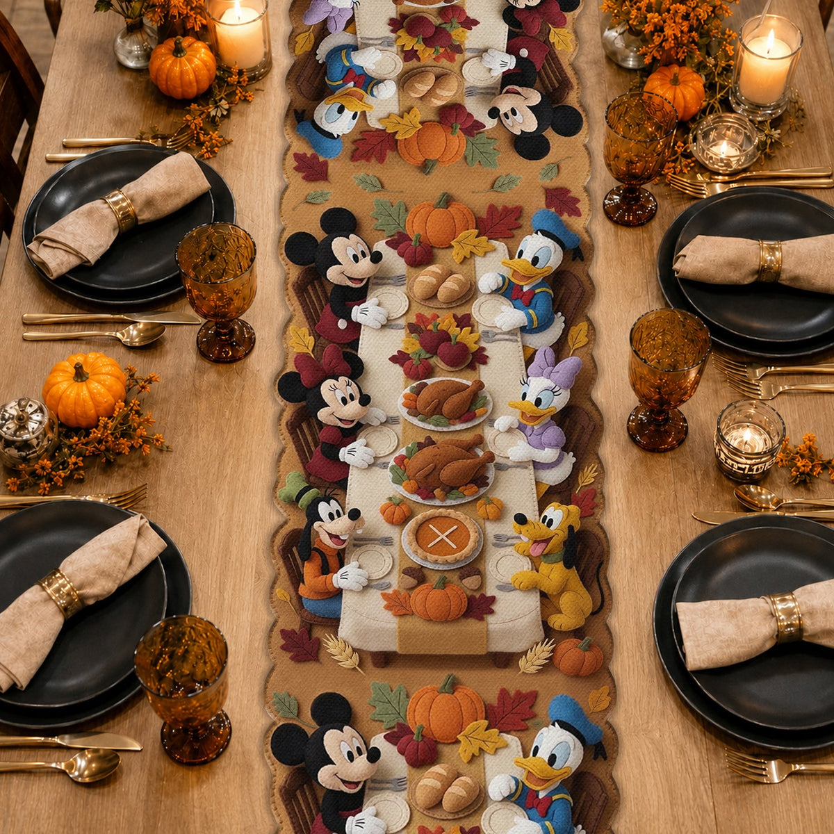Happy Thanksgiving - Personalized Mouse Custom Shape Table Runner