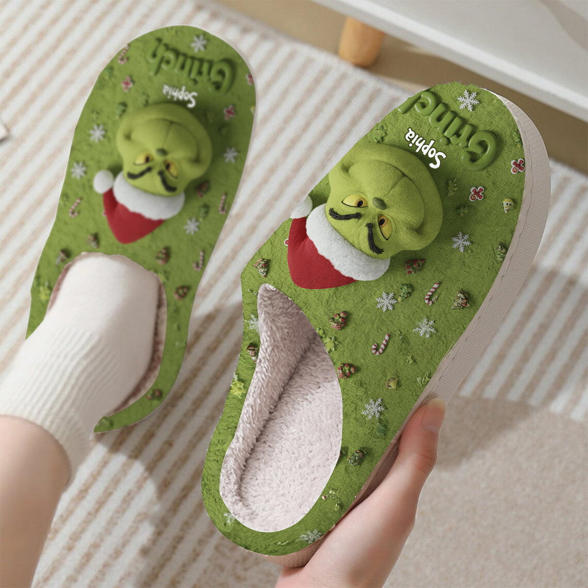 Merry Grinchmas - Personalized Stole Christmas Slippers