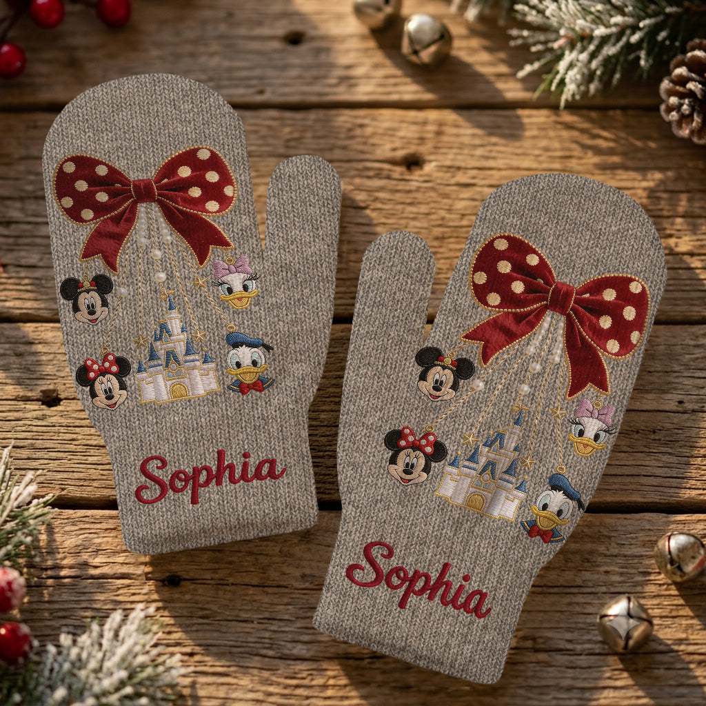 Merry Christmas - Personalized Mouse Knitted Mittens