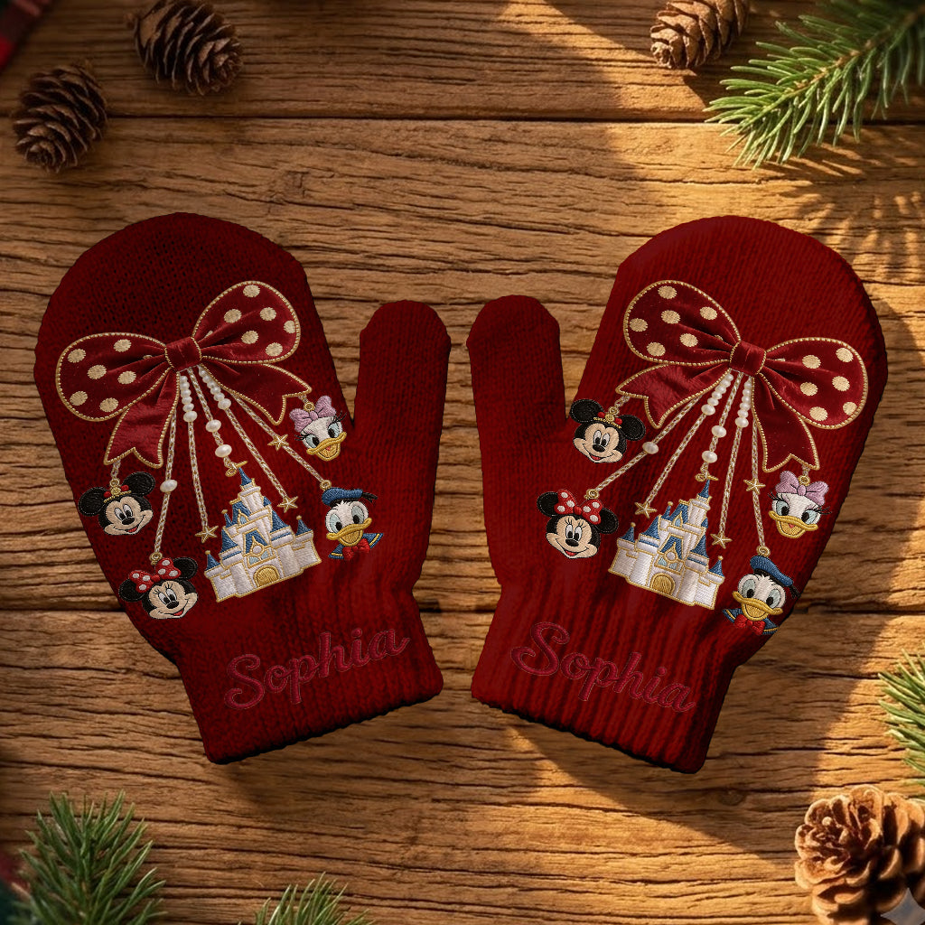 Merry Christmas - Personalized Mouse Knitted Mittens