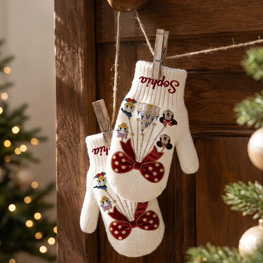 Merry Christmas - Personalized Mouse Knitted Mittens