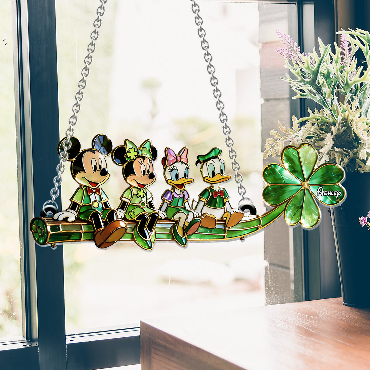 Lucky Friends - Personalized Mouse Window Hanging Suncatcher Ornament