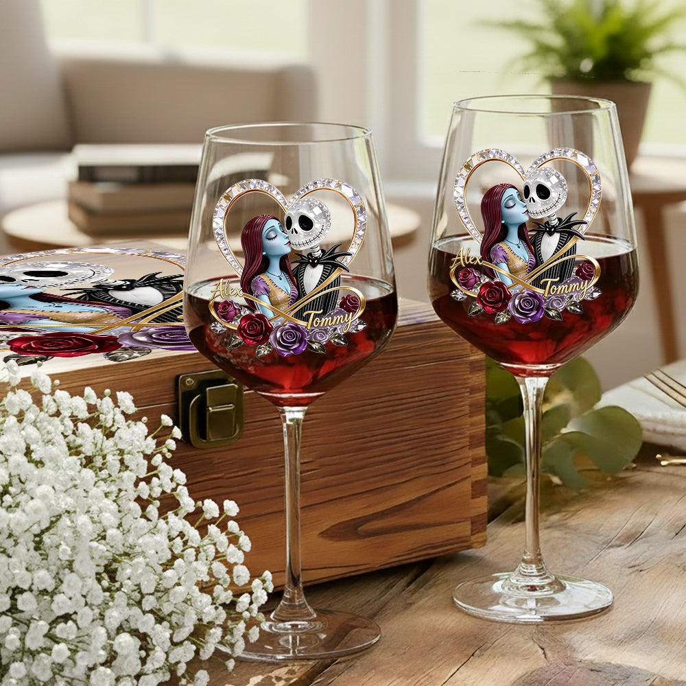 You & Me We Got This - Personalized Nightmare Wine Glasses Set With Wooden Box