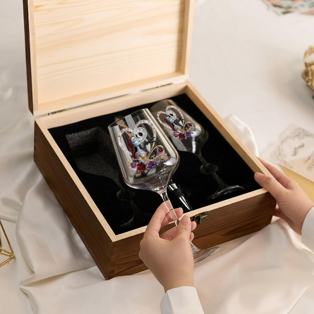 You & Me We Got This - Personalized Nightmare Wine Glasses Set With Wooden Box