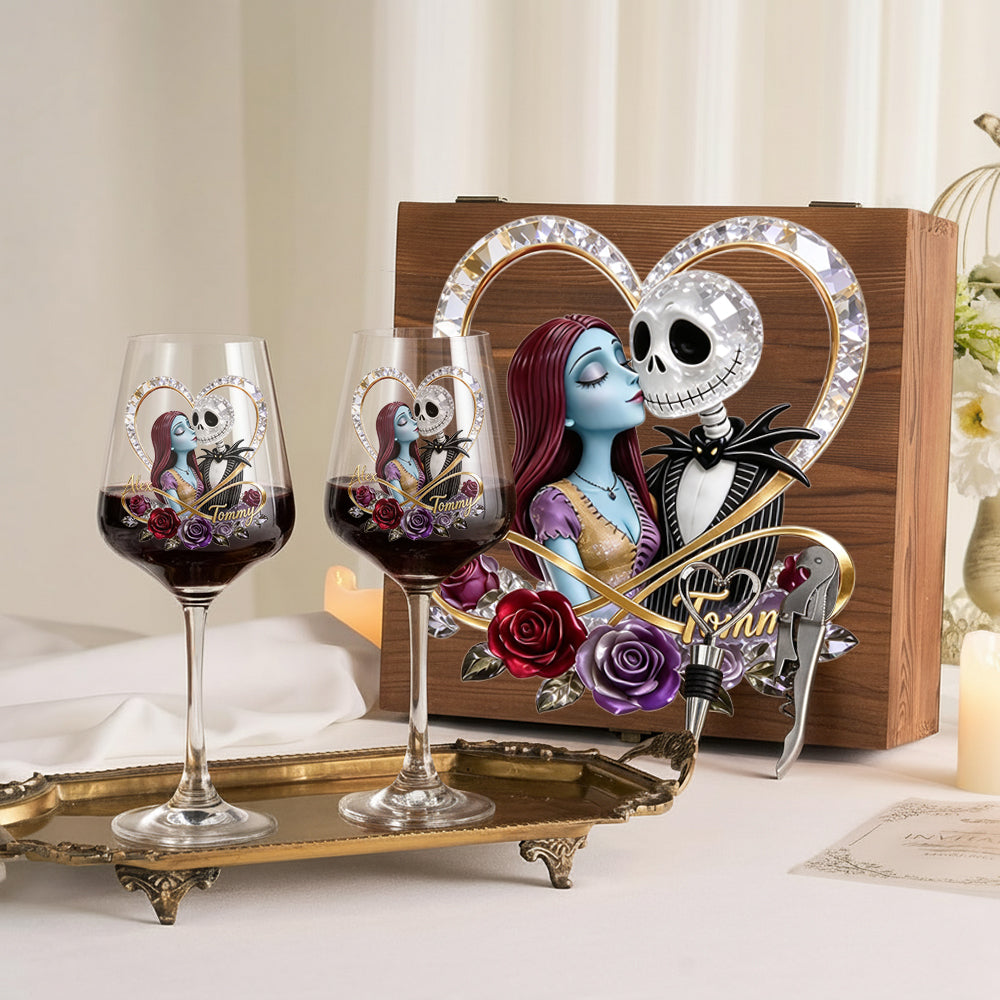 You & Me We Got This - Personalized Nightmare Wine Glasses Set With Wooden Box