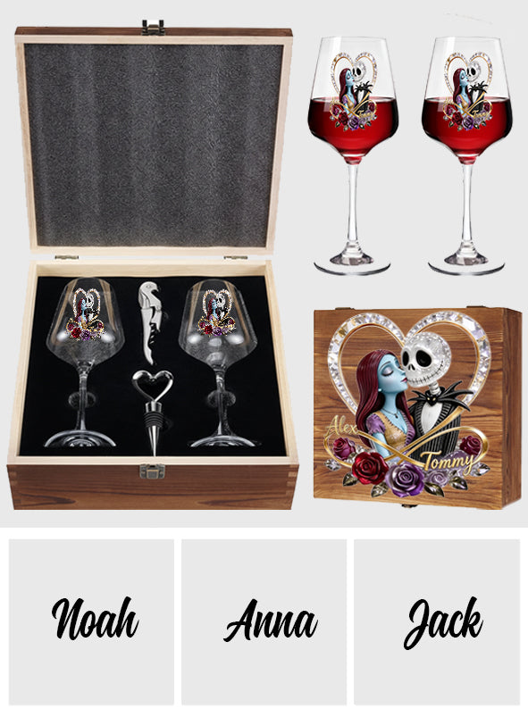 You & Me We Got This - Personalized Nightmare Wine Glasses Set With Wooden Box
