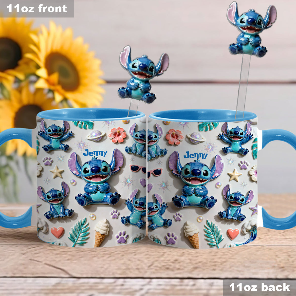 Ohana Means Family - Personalized Ohana Set Accent Mug with Acrylic Stirrers
