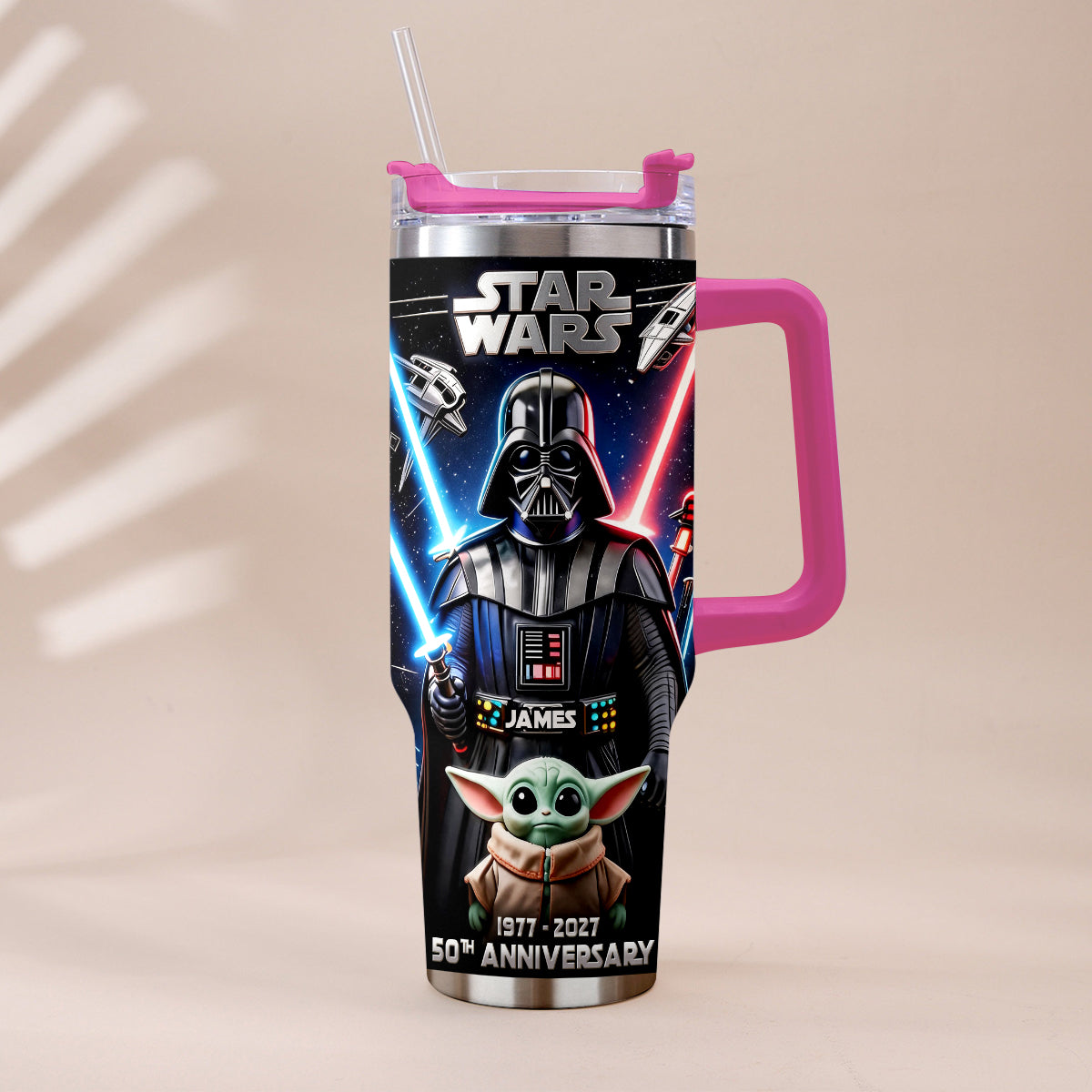 50th anniversary - Personalized The Force Tumbler With Plush Charm