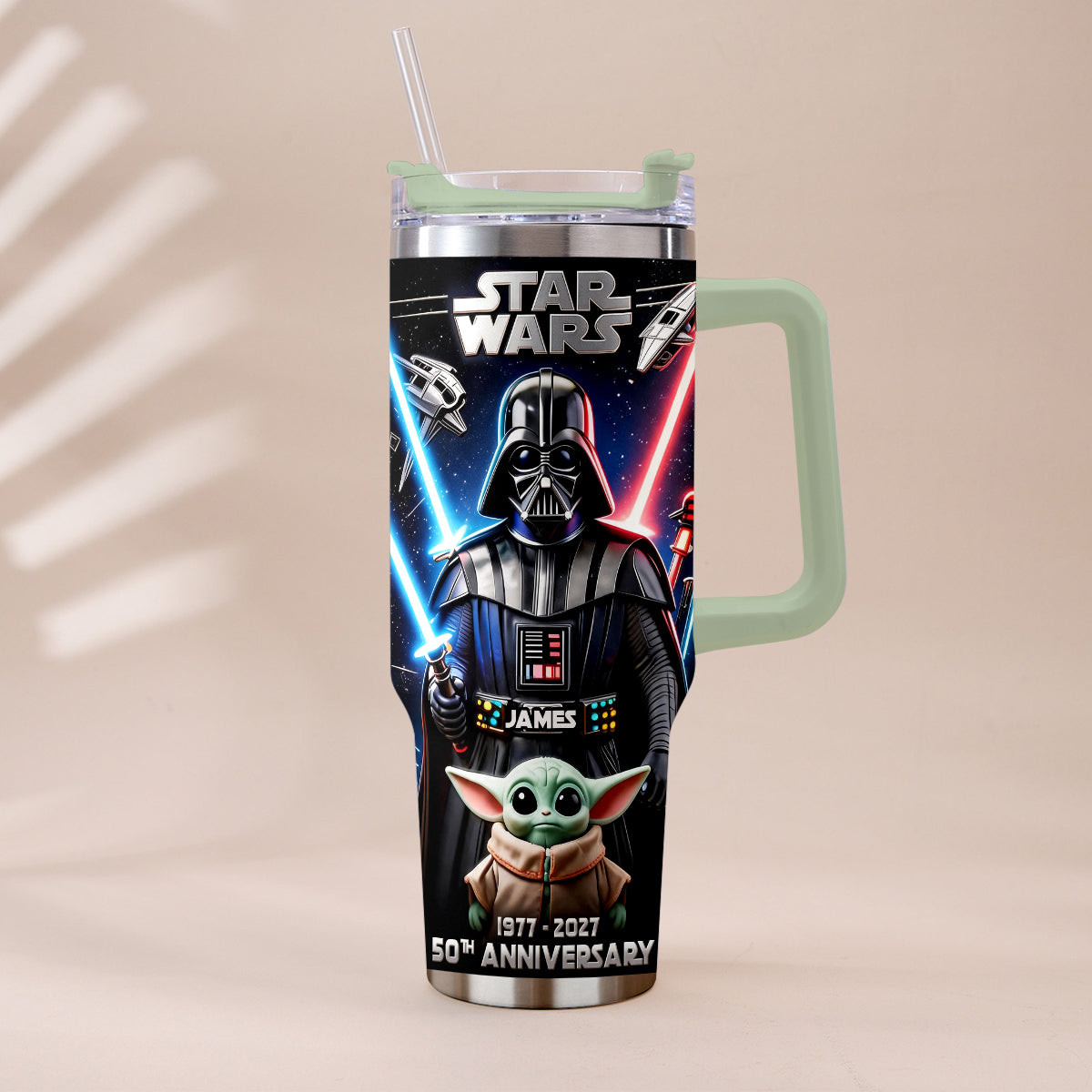 50th anniversary - Personalized The Force Tumbler With Plush Charm