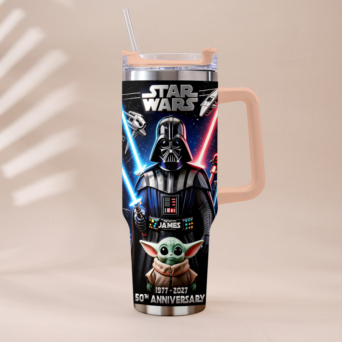 50th anniversary - Personalized The Force Tumbler With Plush Charm