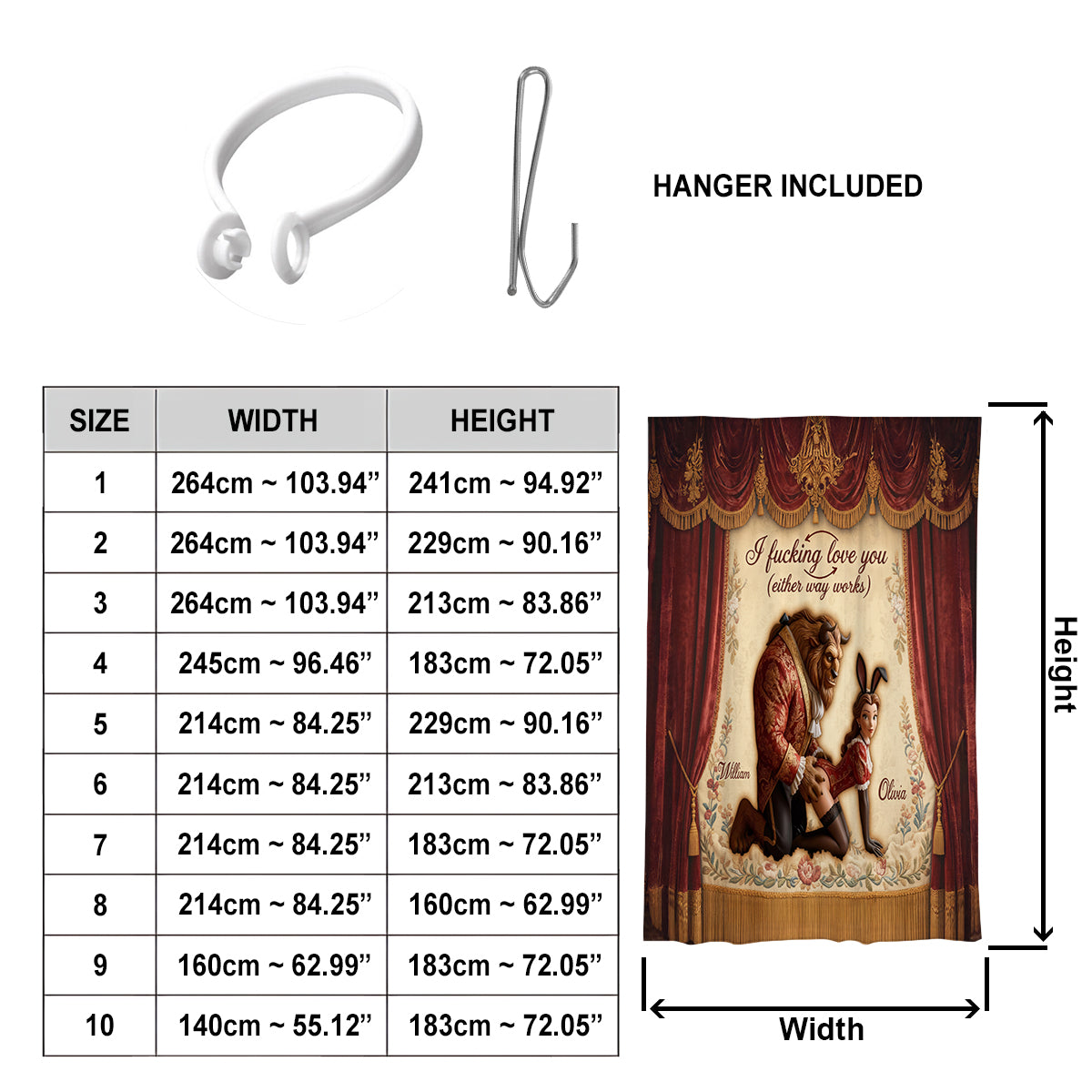 Funny Fairytale Roleplay Tapestry - Personalized Beauty And The Beast Blackout Window Curtain/ Drapes Set