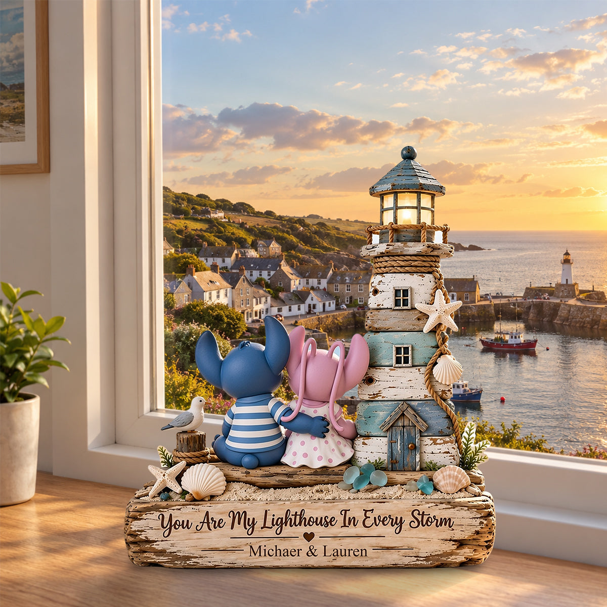 You Are My Lighthouse In Every Storm - Personalized Ohana Custom Shaped Wood Plaque