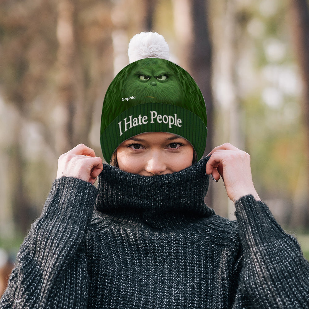 I Hate People - Grinchmas - Personalized Stole Christmas Beanie Hat