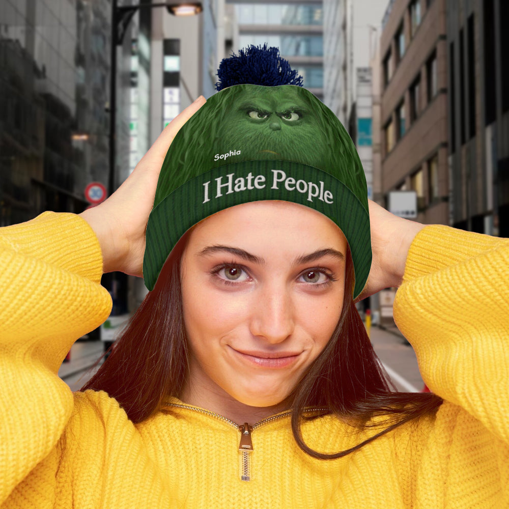 I Hate People - Grinchmas - Personalized Stole Christmas Beanie Hat