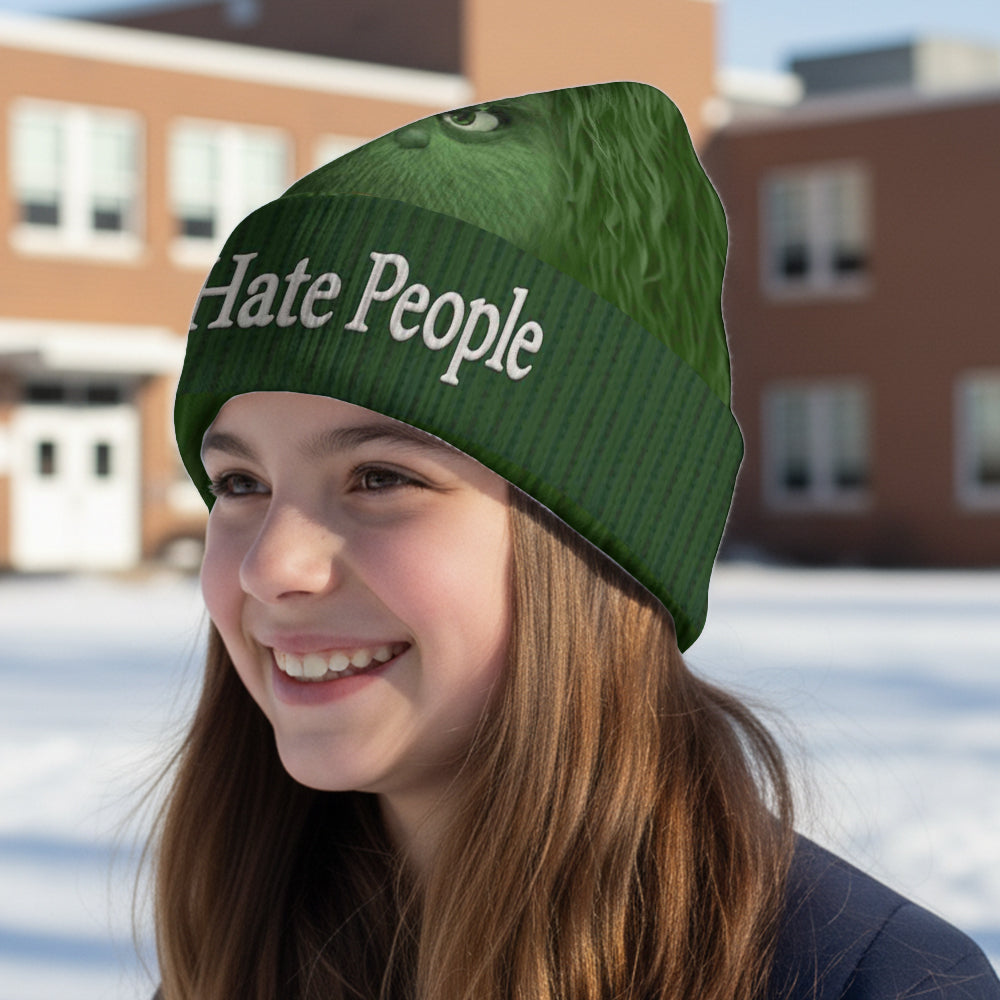 I Hate People - Grinchmas - Personalized Stole Christmas Beanie Hat
