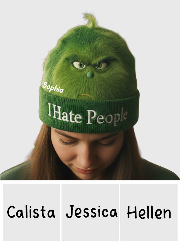 I Hate People - Grinchmas - Personalized Stole Christmas Beanie Hat