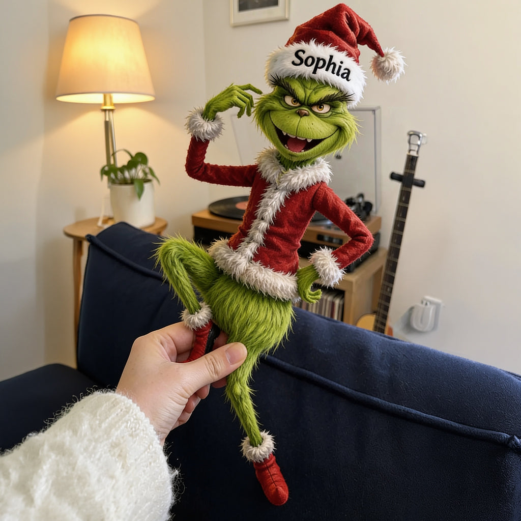 Funny Green Monster Doll - Personalized Stole Christmas Posable Plush Doll
